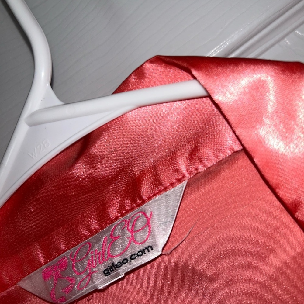 Bridesmaid Robe Pink Satin Rhinestone - Picture 5 of 5